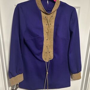 Purple and Tan Lace-Up Blouse